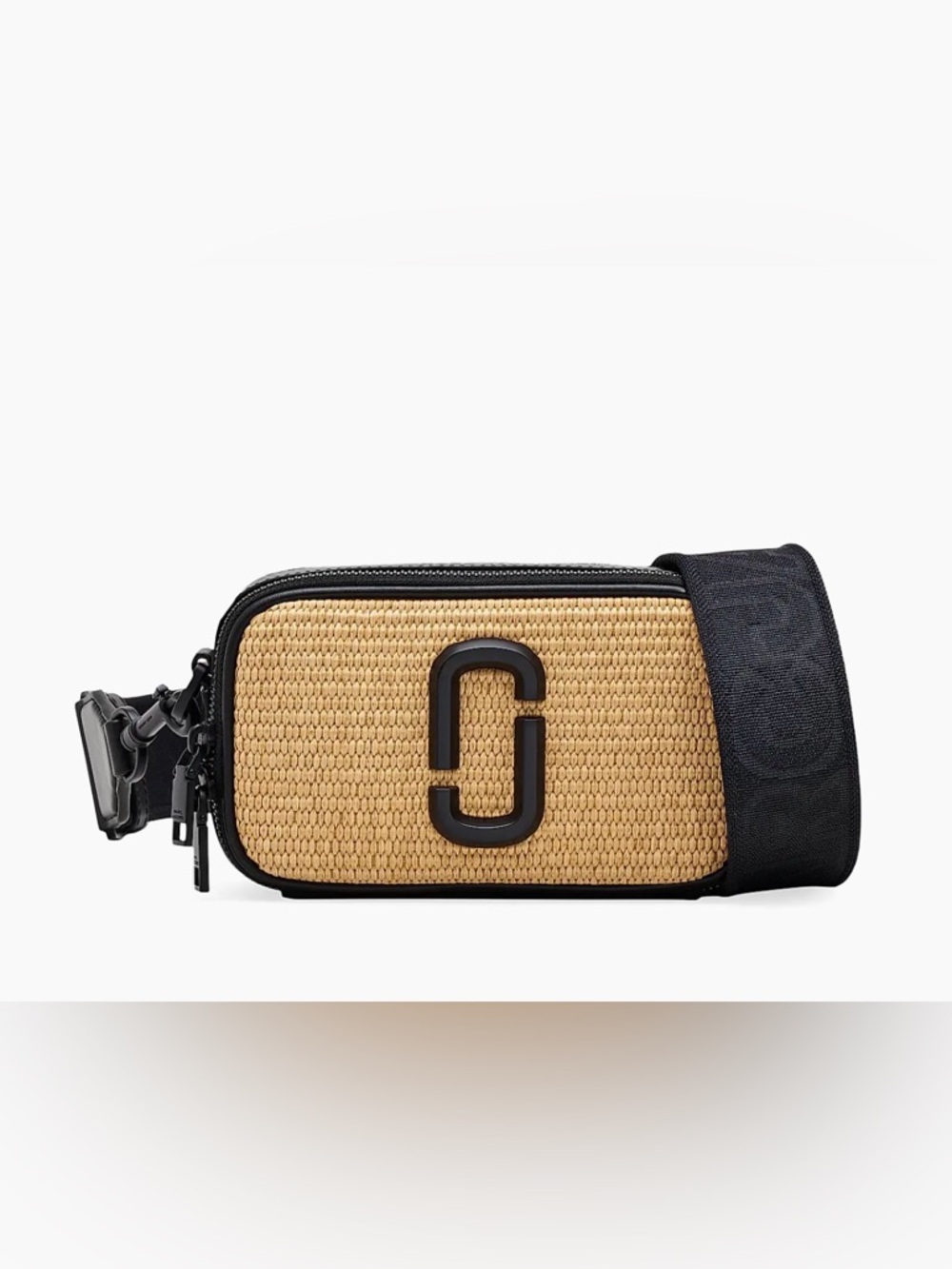 NWT Marc Jacobs Black and Natural Raffia Straw Camera Bag